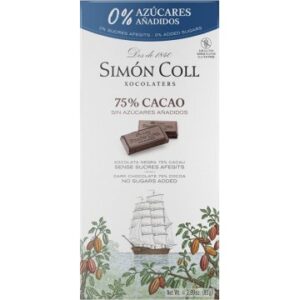 CHOCOLATE 75% SIN AZUCAR AÑADIDO SIMON COLL 85G
